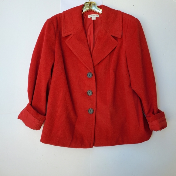 Coldwater Creek Wool Jacket Red Coat Size 16 - EUC! - Picture 3 of 16